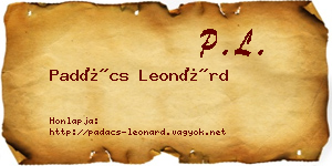 Padács Leonárd névjegykártya